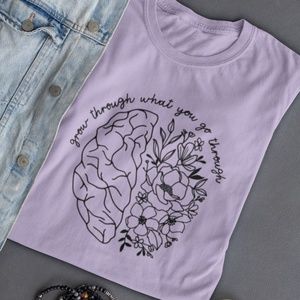 Grow Through Mental Health Brain T-Shirt